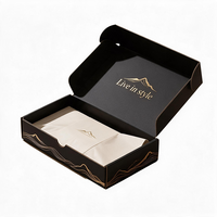 Boîte d'emballage cosmétique personnalisée recyclable en carton ondulé avec logo en feuille d'or gaufrée, emballage de luxe en boîte noire
