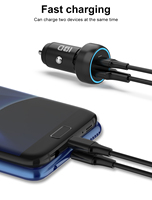 Adaptateur double USB Type-C 3.0 36W 38W 48W 60W 65W, charge rapide pour téléphone portable, ordinateur portable, chargeur de voiture QC PD LED, écouteurs