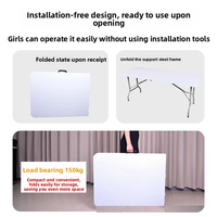 Ensemble de table et chaises pliantes carrées d'extérieur portables - Longueur 6 pieds, design moderne en plastique blanc, utilisation hôtelière, hauteur réglable