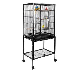 53-inch kandang burung dengan Rolling berdiri & rak penyimpanan, besar besi tempa burung beo kandang untuk Cockatiel, Conure, Lovebird, Parkit - Product Image 1