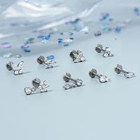 Toposh ASTM F136 G23 Zircon Flowers Rock Anneaux à enfiler sans filetage en titane pour piercing d'oreille