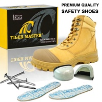 Bottes de sécurité pour hommes de haute qualité, anti-écrasement, embout en fibre de verre, anti-perforation, cuir nubuck, semelle en caoutchouc PU antidérapante avec fermeture éclair