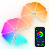 5V USB alimenté 10 Pack RGB Triangle LED panneau d'éclairage mural avec application et télécommande Cool Music Synced Gaming Room Triangle Light