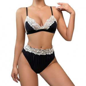 Sfy-y5058 Nuevo Conjunto de Pijama de Seda de Hielo sin Costuras para Mujer, Elegante Ropa de Dormir de Satén, Sexy Camisón de Encaje, 3 Piezas - Product Image 3