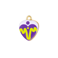 Breloques en émail plaqué or 14 carats, style graffiti coloré dessiné à la main, pendentifs cœur électrocardiogramme (ECG), pour la fabrication de bijoux faits main