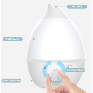 Large1.3L Diffuseur d'arômes de bureau Humidificateur d'air ultrasonique et silencieux avec fonction de goutte d'eau colorée pour la maison, le bureau ou l'hôtel