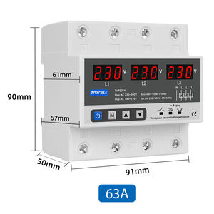 3 משולש שלבים מגן ממסר מתח 63A 60A 220V 380VAC 3P+N ממסר מעל מתחת למתח מתכוונן להגן על מתח נמוך גבוה - Product Image 6