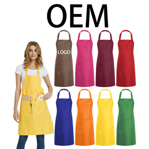 Wholesale Custom Logo Waterproof Restaurants Cotton Polyester Man Woman Black Blank Bib Kitchen Chef Cooking <b>Aprons</b> - Product Image 1