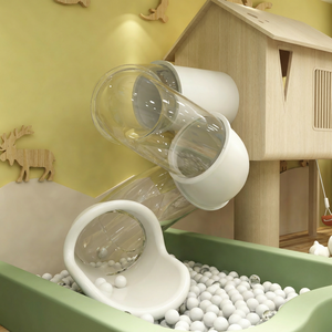 Amplia Variedad de Juegos Infantiles para Guardería, Área de Juegos Suave para Niños Pequeños, Casa de Juegos de Madera, Equipo de Juegos Interior con Piscina de Pelotas y Tobogán - Product Image 2