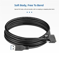 Kabel Panel Mount USB 3.0 Micro B dengan Pengunci Sekrup, Kabel Data Berpelindung Braid dengan Jaket PVC untuk Kamera, Scanner, Komputer
