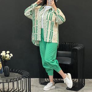 Ensemble décontracté Chemise à manches longues et pantalon Halen en coton et lin à nouer à la mode pour femmes Ensemble deux pièces - Product Image 3