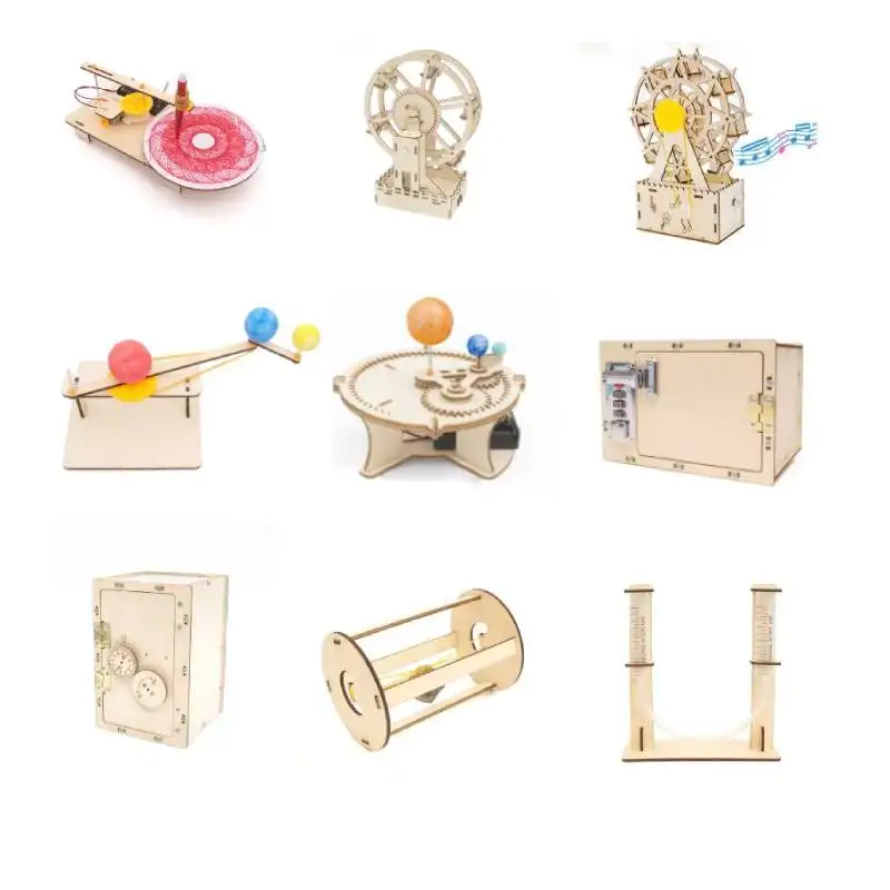 Fai da te in legno lucchetto meccanico con Password Box per bambini fatti a mano giocattoli modello di stelo divertente scienza esperimento Kit per bambini regalo