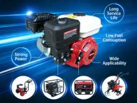 Moteur à essence monocylindre 4 temps refroidi par air 6,5 CV, modèle 168FB, démarrage au pied, norme Euro 2, garantie 1 an, roulement inclus