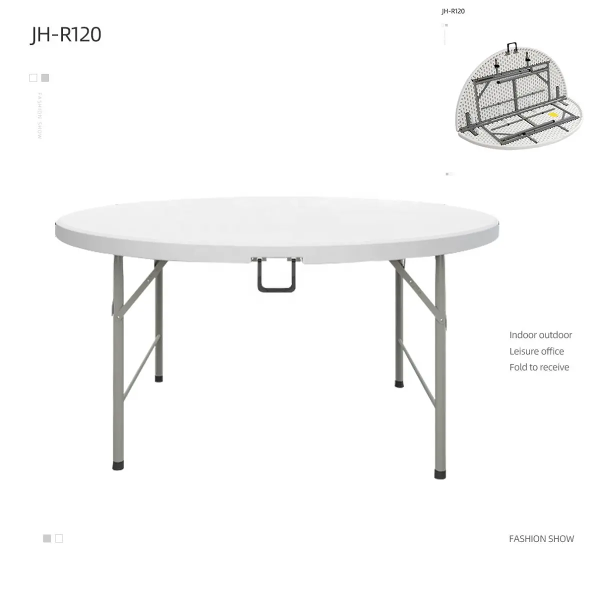 Mesa redonda de plástico HDPE plegable para eventos al aire libre, banquete de 10 personas, 5 pies, gran oferta