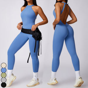 Ropa Deportiva de Fitness Ligera Enterizo Fruncido Ajustado Deportivo Body Personalizado Mono de Yoga con Espalda Descubierta - Product Image 5