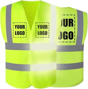 Reflecterende Veiligheidskleding Groen Hi Vis Beveiliging Hoge Zichtbaarheid Reflecteren Strip Basisch Vest