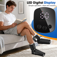 Masseur de pieds et de chevilles à compression d'air avec chaleur, 3-en-1, pression par airbag, vibration, sans fil, télécommande, batterie 3000 mAh