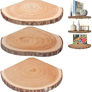 Wooden Wall Mounted <b>Shelves</b> Round Corner Storage <b>Rack</b> Durable For Kitchen Bathroom Organization - Product Image 1