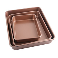 Rose Gold Panci Panggang Persegi Panjang 0.6MM, Baki Memanggang Kue Dapur Tidak Lengket Baja Karbon