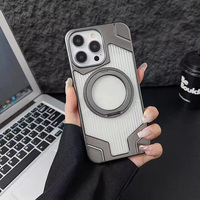 Coque arrière légère en fibre de carbone pour PC, compatible iPhone 16 Pro Max 15 14, avec support magnétique métallique sans cadre et anneau de maintien
