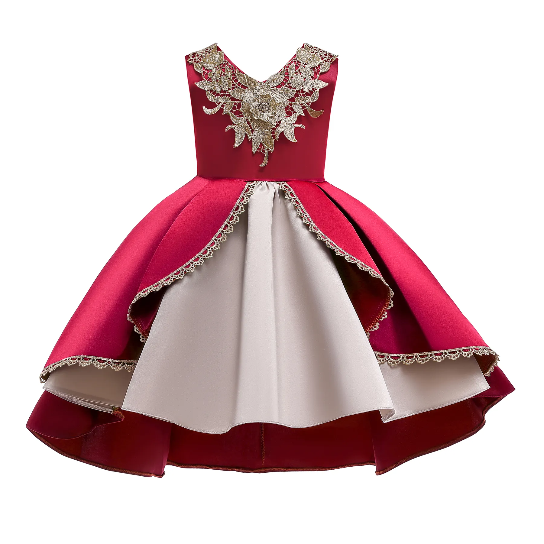 5T kleine Mädchen Hochzeit Prinzessin Kleid Party kleid Formale kleine Mädchen Hosenträger V-Ausschnitt Prinzessin Kleid