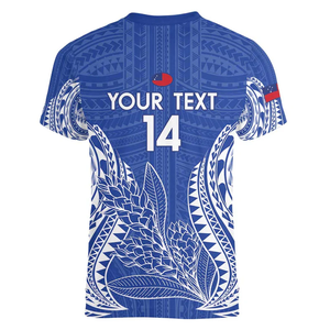 Camiseta Deportiva Casual con Cuello en V, Transpirable y Ajustada de Samoa Rugby 2024 para <span class=keywords><strong>Mujer</strong></span>, Hecha a Medida, Venta al por Mayor, Dropshipping, Go Champions, Tatuaje Samoano - Product Image 2