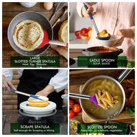 TOALLWIN Nouveaux ustensiles de cuisine tendance en silicone, ensemble d'ustensiles de cuisine en silicone en gros avec support