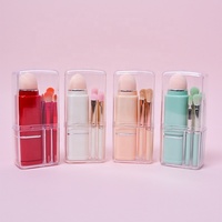Vente en gros 8 en 1 rétractable taille de voyage ensemble de pinceaux de maquillage de marque privée ensemble de pinceaux de maquillage de haute qualité