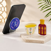 Support de téléphone en acrylique imprimé sur mesure de haute qualité, motif arabe, transparent, pliable, support de bureau, OEM ODM