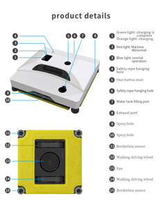 <span class=keywords><strong>Robot</strong></span> limpiador de ventanas automático de vidrio para el hogar con función de rociador de agua eléctrico de <span class=keywords><strong>control</strong></span> automático y remoto - Product Image 2