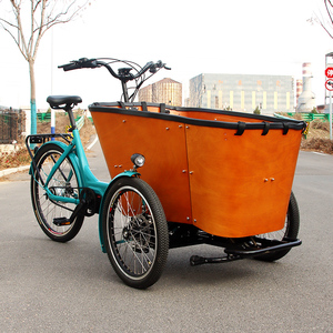Vélo <span class=keywords><strong>cargo</strong></span> électrique familial à 3 roues, moteur central, cadre en alliage, caisse de chargement en bois, 4 passagers, tricycle électrique urbain pour adultes et familles - Grande promotion - Product Image 3