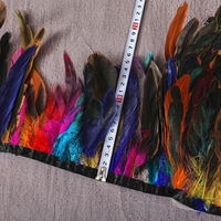 Frange de pompons en plumes de coq teintes violettes, bordure en tissu Yong pour accessoires vestimentaires, décoration de chapeaux, artisanat de carnaval, lot en gros