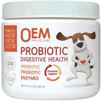 Friandises à mâcher probiotiques naturelles pour chiens : Soutien digestif, santé intestinale, supplément à mâcher souple, riches en protéines, vitamines et minéraux pour la santé.