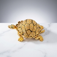 Nouvelle statue en métal émaillé d'animal réaliste, petite taille, sculpture de tortue en métal pour cadeau du Nouvel An