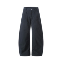 Pantalon de travail unisexe en coton coupe ample style rétro américain, jambe large, silhouette décontractée, type cargo