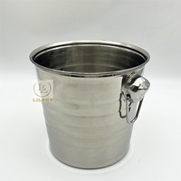Seau à glace en acier inoxydable 3L/5L/7L Portable épaissi tête ronde Champagne seau Bar rouge vin baril bière baril pour fête