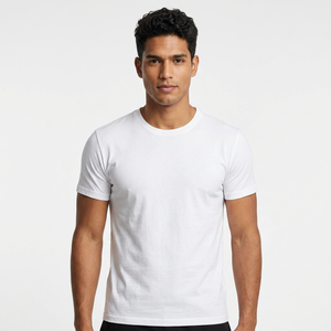 T-shirt rouge à manches courtes pour homme, col rond, 100 % coton, coupe classique, jersey décontracté, couleur unie, design simple - Product Image 2