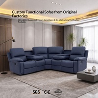 Canapé d'angle électrique fonctionnel en L, une place, en cuir, avec rembourrage en éponge et porte-gobelets, idéal pour home cinéma et salon - Vente en gros usine