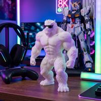 Figurine de gorille musclé imprimée en 3D avec lunettes de soleil, sculpture d'art moderne, ornement de bureau blanc, statue de mascotte personnalisée