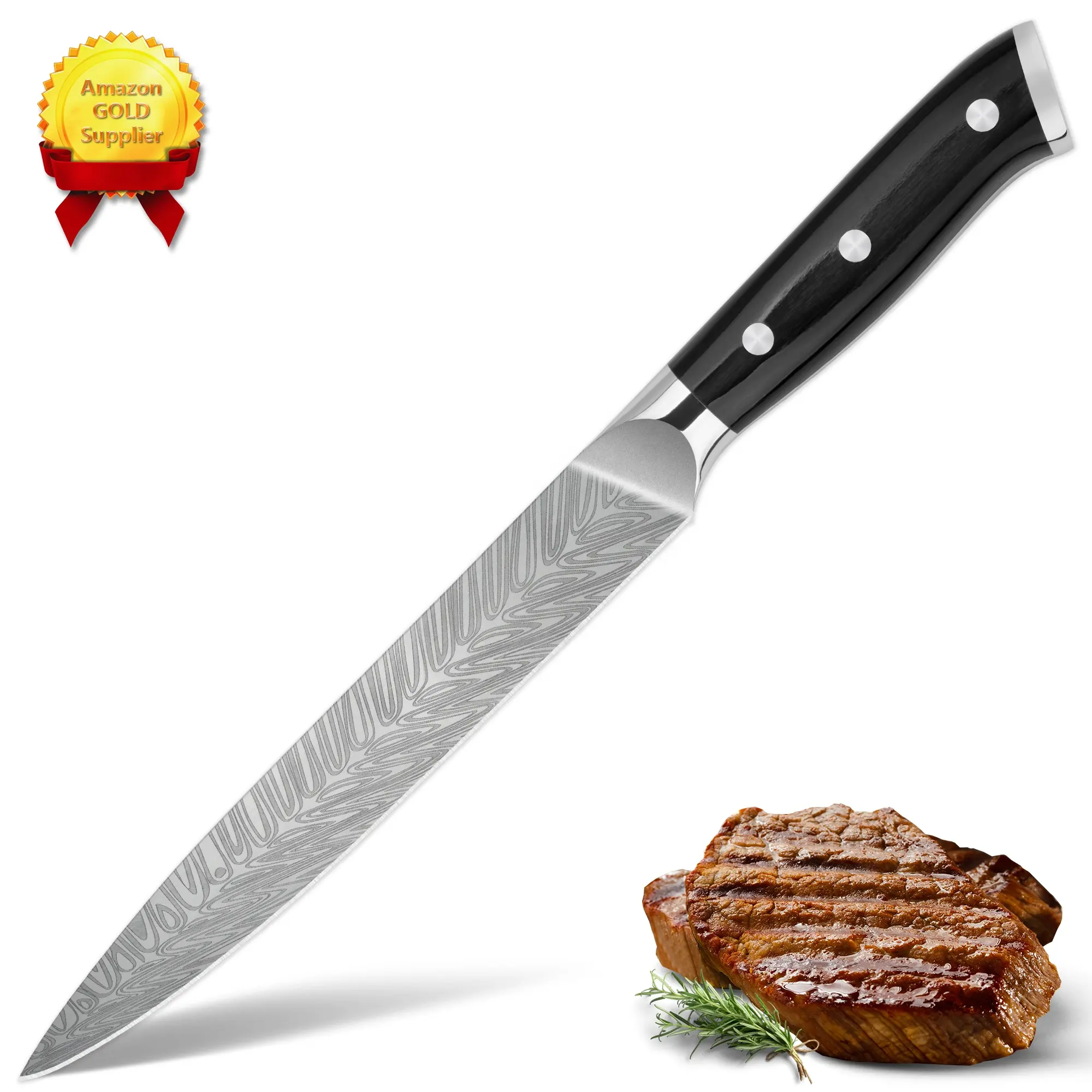 10% de desconto logotipo personalizado osso de peixe padrão damasco 8 polegadas faca de chef de cozinha utilitária paring facas com cabo de madeira paquistanês