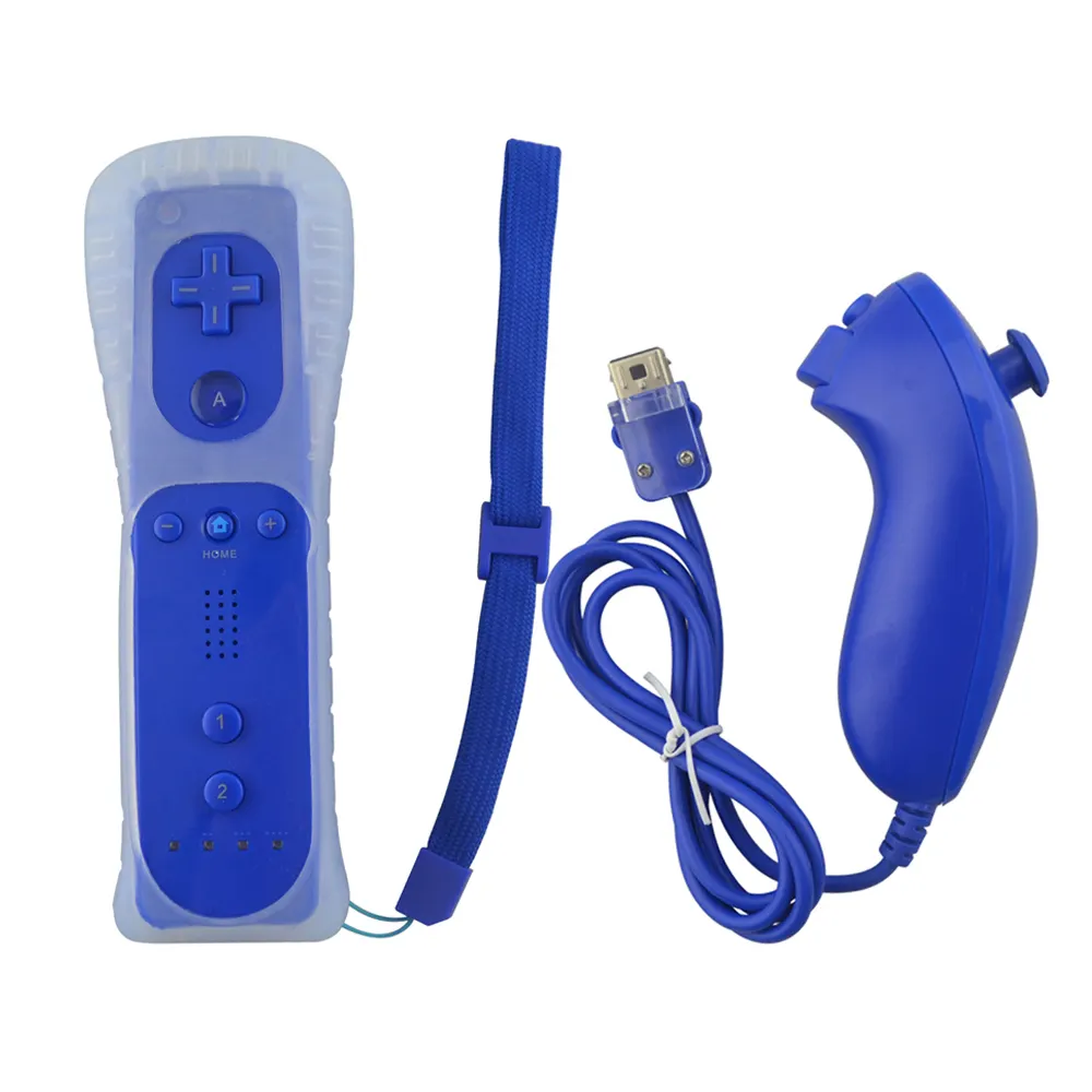 Pengontrol Nunchuck Jarak Jauh untuk Wii Gamepad dengan Casing Silikon dan Tali Tangan