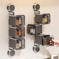 Modern Design Wall Mounted Rotating Spice Cartridge Suction Cup Household sealed Chili Salt Seasoning Jar