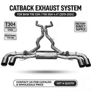 Sistema de Escape Catback con Válvulas de Acero Inoxidable Vortex para BMW F95 X5M F96 X6M 4.4T 2019-2024 con Unidades de Tubos de Escape Cuádruples en Negro Brillante - Product Image 1