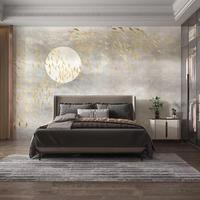 Nouveau design de papier peint 3D, papier peint mural doré, paysage d'oiseaux en vol, style moderne, papier peint ignifuge pour hall, échantillon gratuit