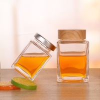 Bouteille en verre carrée plate à large ouverture de 360 ml pour miel et nid d'oiseau, avec couvercle en oxyde d'aluminium et bouchon en fer blanc – Vente en gros directe usine
