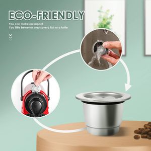 Capsules de café rechargeables en acier inoxydable, capsules réutilisables compatibles avec les dosettes de café, écologiques - Product Image 4