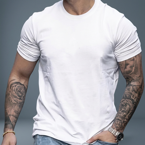 T-shirt décontracté classique à manches courtes pour homme, personnalisé OEM, en jersey uni, tissu modal, teint en pièce, séchage rapide, anti-UV, coupe ample - Product Image 3