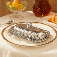 Boîte à beurre vintage de style européen avec couvercle, conteneur de rangement pour aliments et bijoux, boîte de rangement domestique, plateau à beurre de luxe léger, ornement PC
