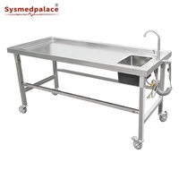 Table de nettoyage mortuaire en acier inoxydable, station de lavage et de désinfection du corps pour la morgue de l'hôpital