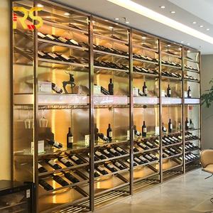 Lusso moderno Wine Bar Cabinet con luci in acciaio inox oro Display di stoccaggio per la stanza della cantina, <span class=keywords><strong>Idea</strong></span> di mobili Bar casa - Product Image 4